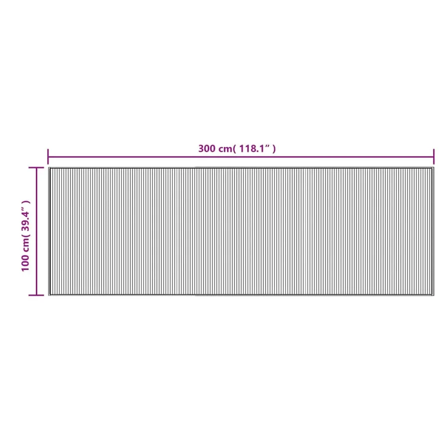 Tapis rectangulaire noir 100x300 cm bambou - 8