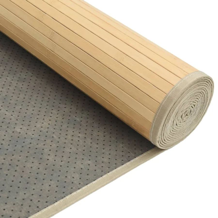 Tapis rectangulaire naturel clair 80x100 cm bambou - 5