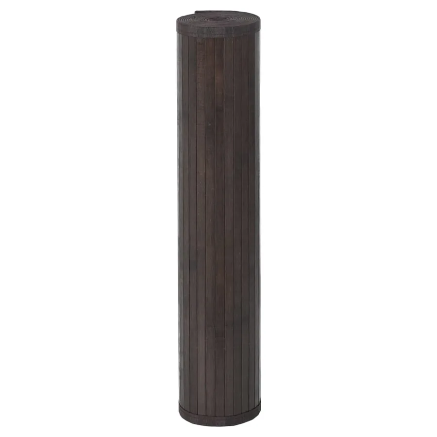 Tapis carré marron foncé 100x100 cm bambou - 3