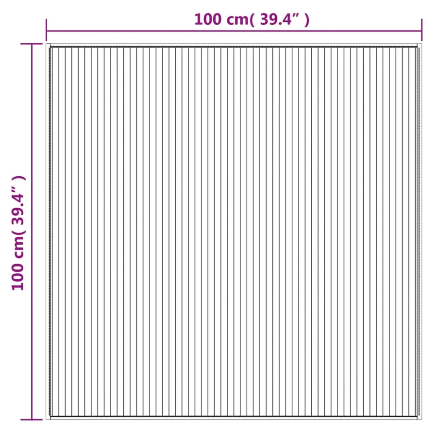 Tapis carré marron foncé 100x100 cm bambou - 8