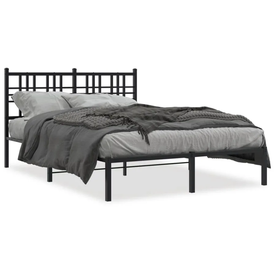 Cadre de lit métal sans matelas avec tête de lit noir 120x190cm - 2