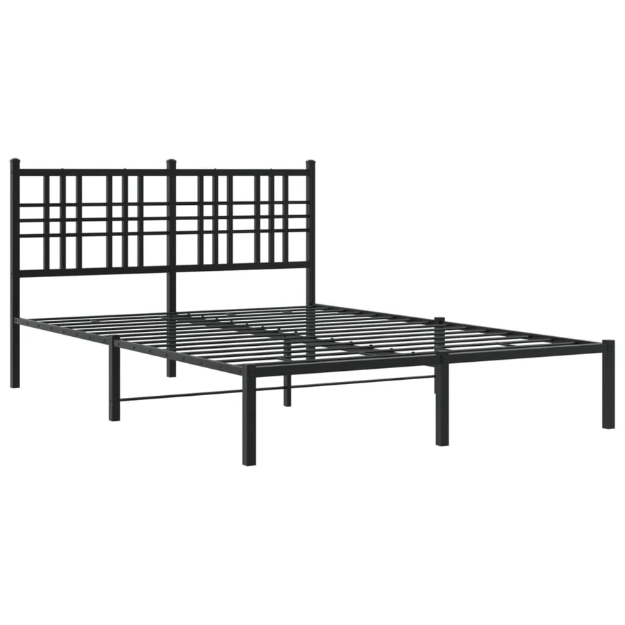 Cadre de lit métal sans matelas avec tête de lit noir 120x190cm - 3
