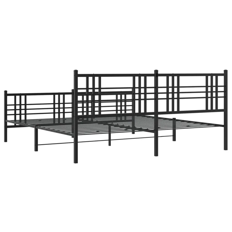 Cadre de lit métal sans matelas avec pied de lit noir 200x200cm - 6