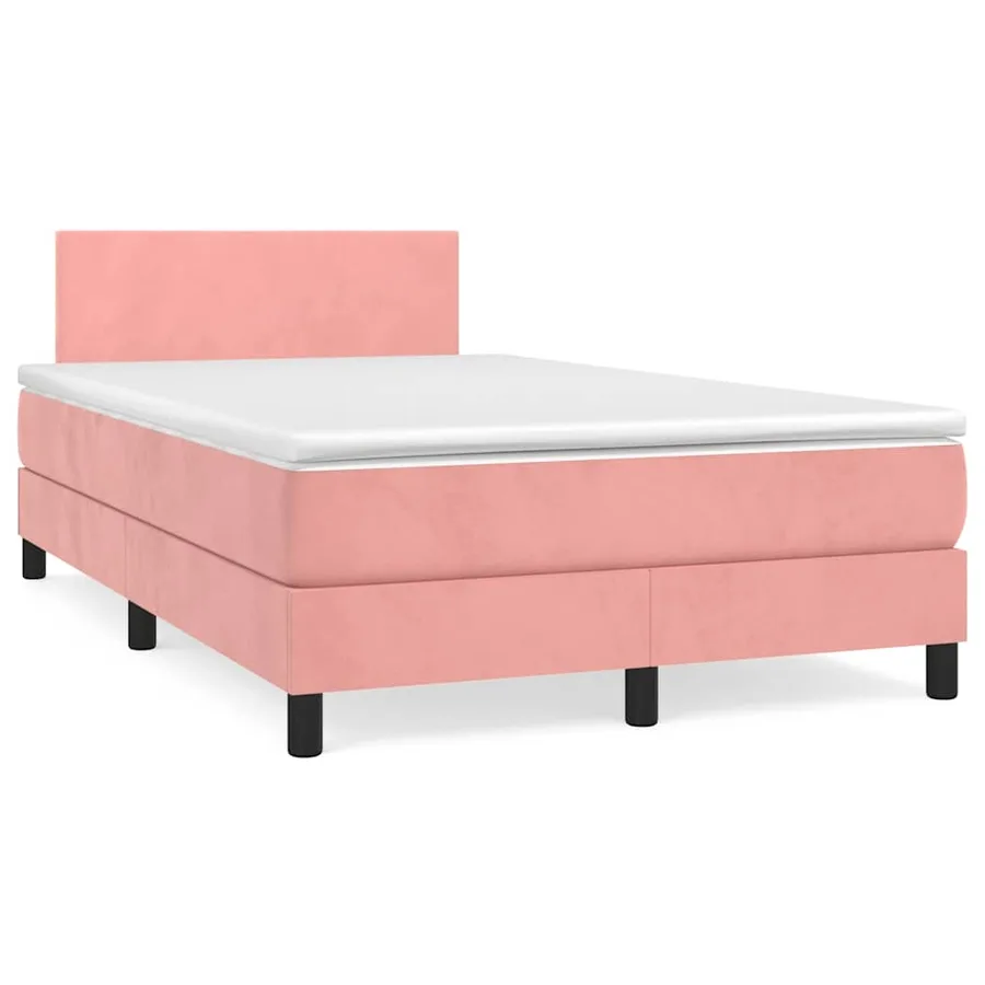 Sommier à lattes de lit et matelas LED rose 120x190 cm velours - 3