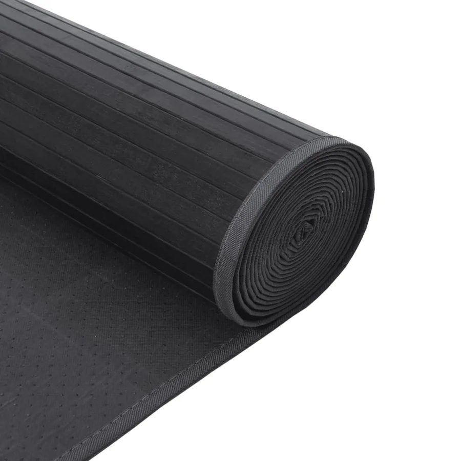 Tapis rectangulaire gris 60x400 cm bambou - 5