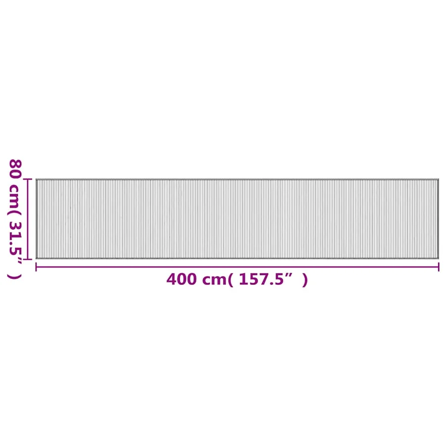 Tapis rectangulaire marron 80x400 cm bambou - 8