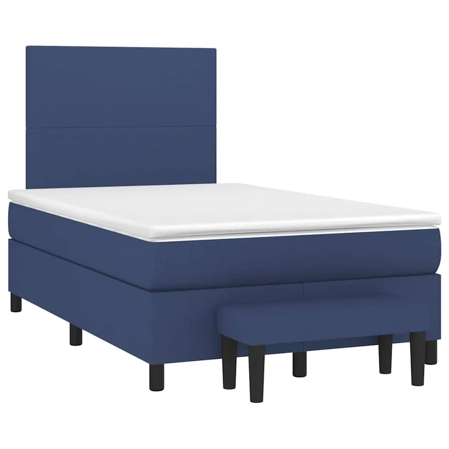 Sommier à lattes de lit avec matelas bleu 120x190 cm tissu - 2