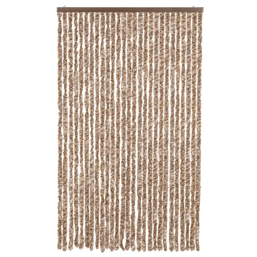 Rideau anti-mouches beige et marron foncé 118x220 cm chenille - 3