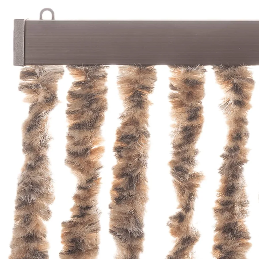 Rideau anti-mouches beige et marron foncé 118x220 cm chenille - 4