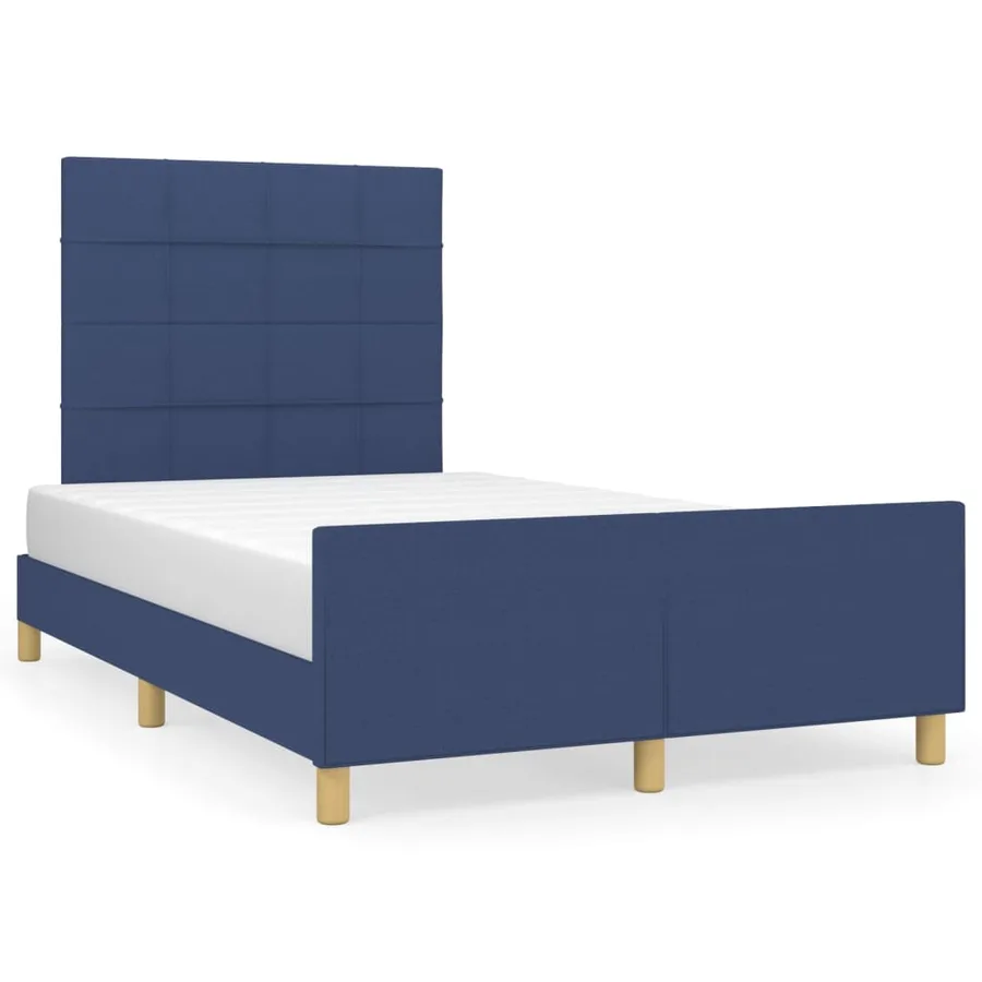 Cadre de lit sans matelas bleu 120x190 cm tissu - 2