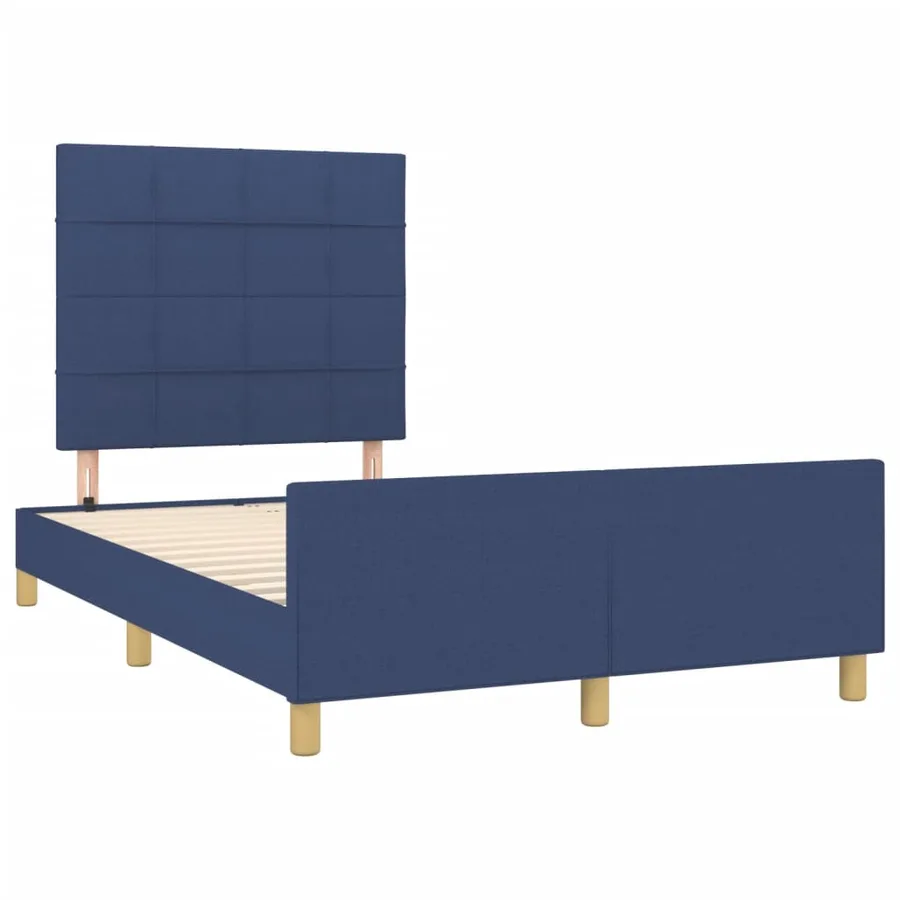 Cadre de lit sans matelas bleu 120x190 cm tissu - 3