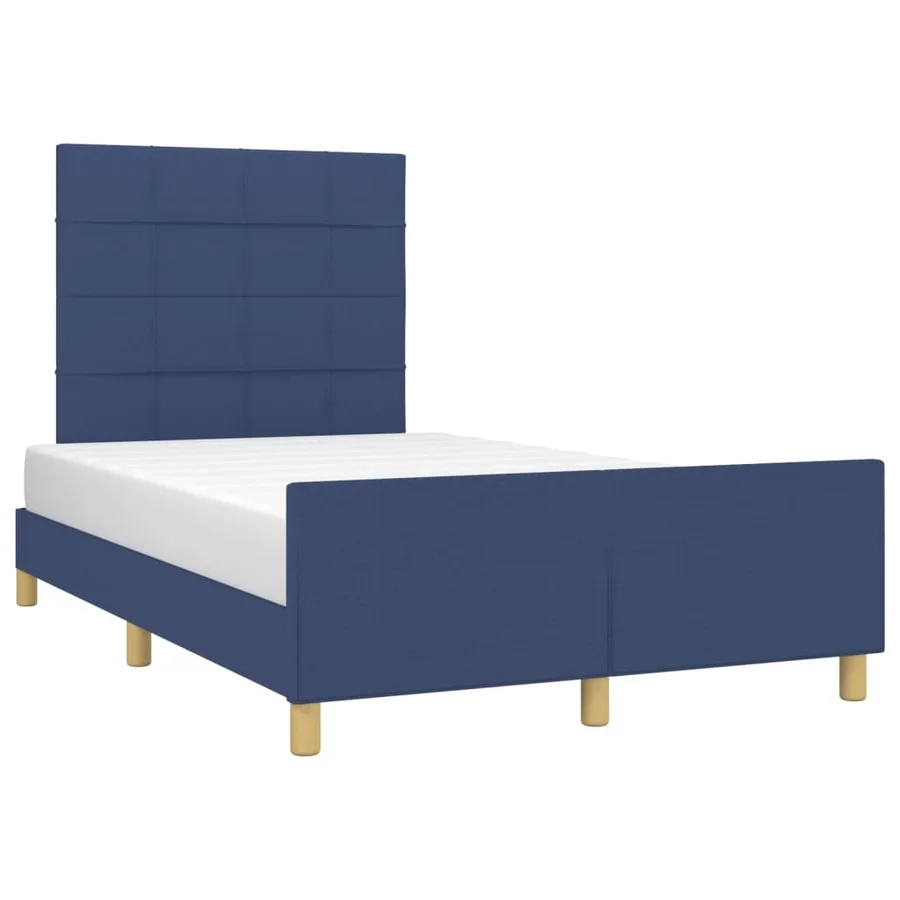 Cadre de lit sans matelas bleu 120x190 cm tissu - 4