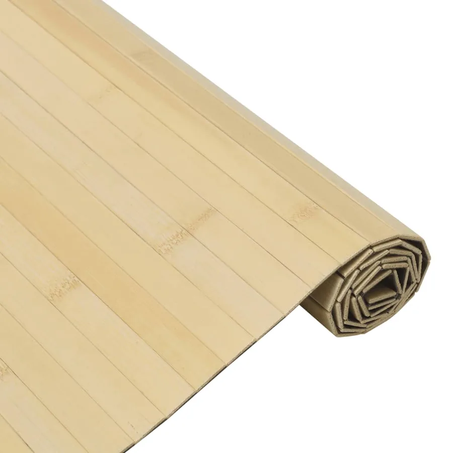 Tapis rectangulaire naturel clair 100x400 cm bambou - 4