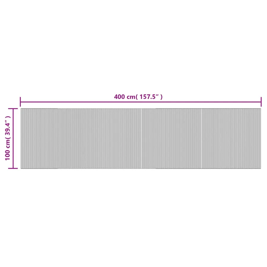 Tapis rectangulaire naturel clair 100x400 cm bambou - 8