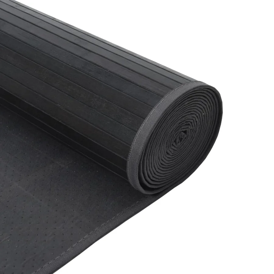 Tapis rectangulaire gris 60x300 cm bambou - 5