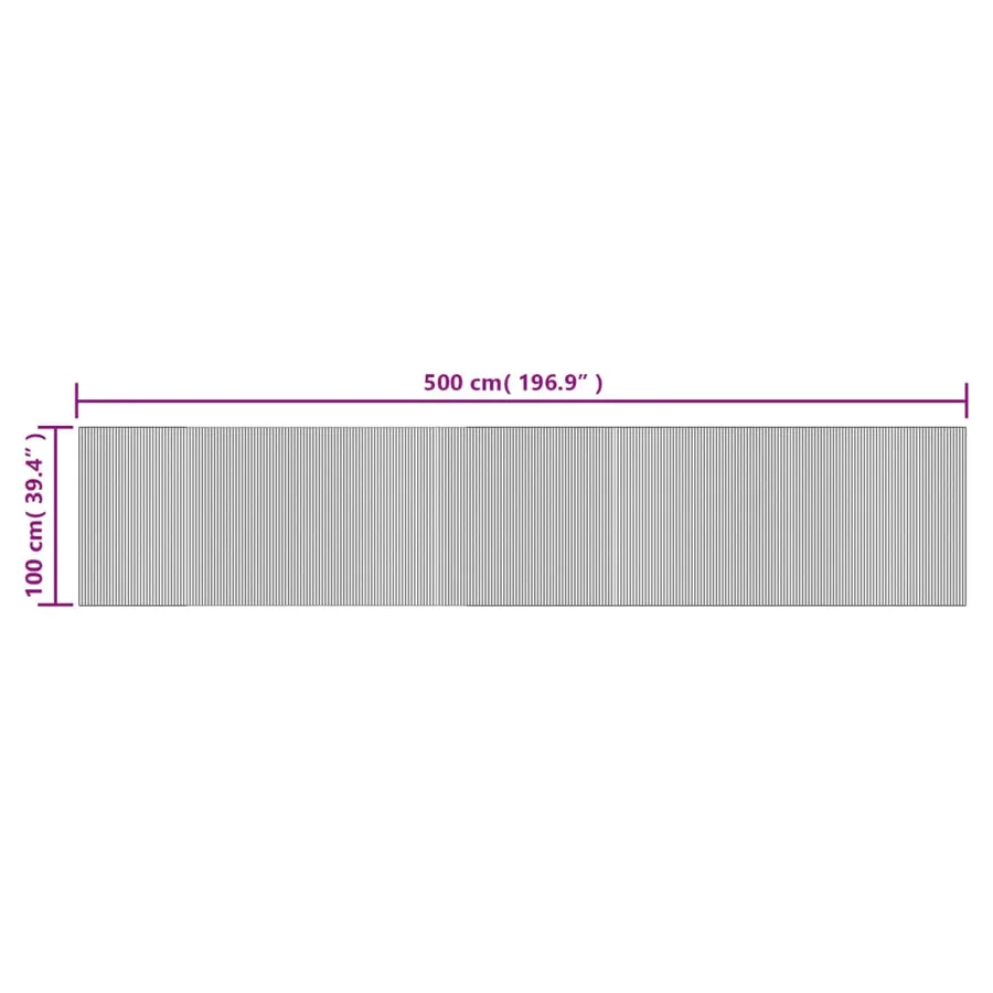 Tapis rectangulaire naturel clair 100x500 cm bambou - 8
