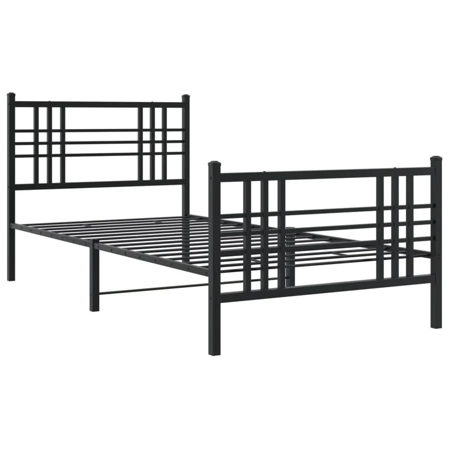 Cadre de lit métal sans matelas avec pied de lit noir 90x200 cm - 3