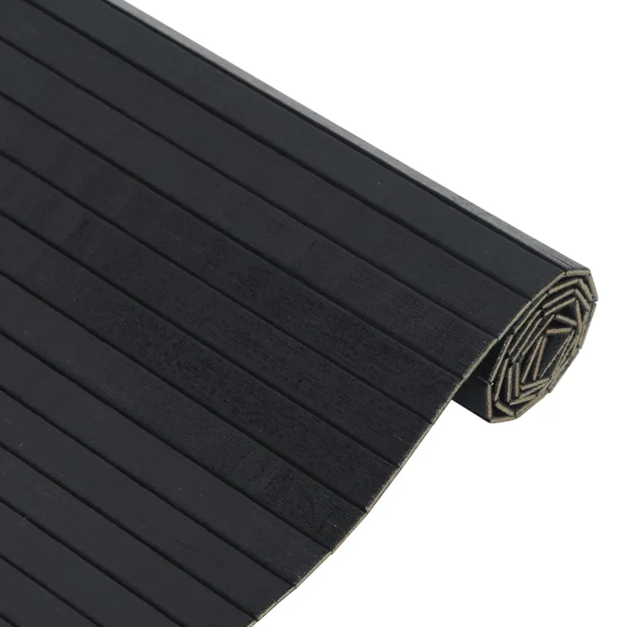Tapis rectangulaire noir 60x200 cm bambou - 4
