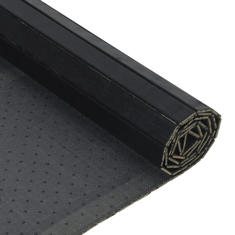 Tapis rectangulaire noir 60x200 cm bambou - 5