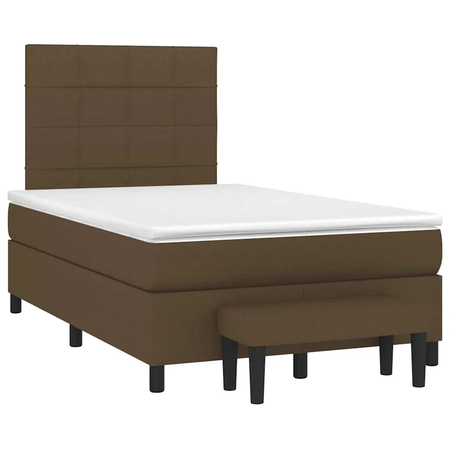 Sommier à lattes de lit et matelas marron foncé 120x190cm tissu - 2