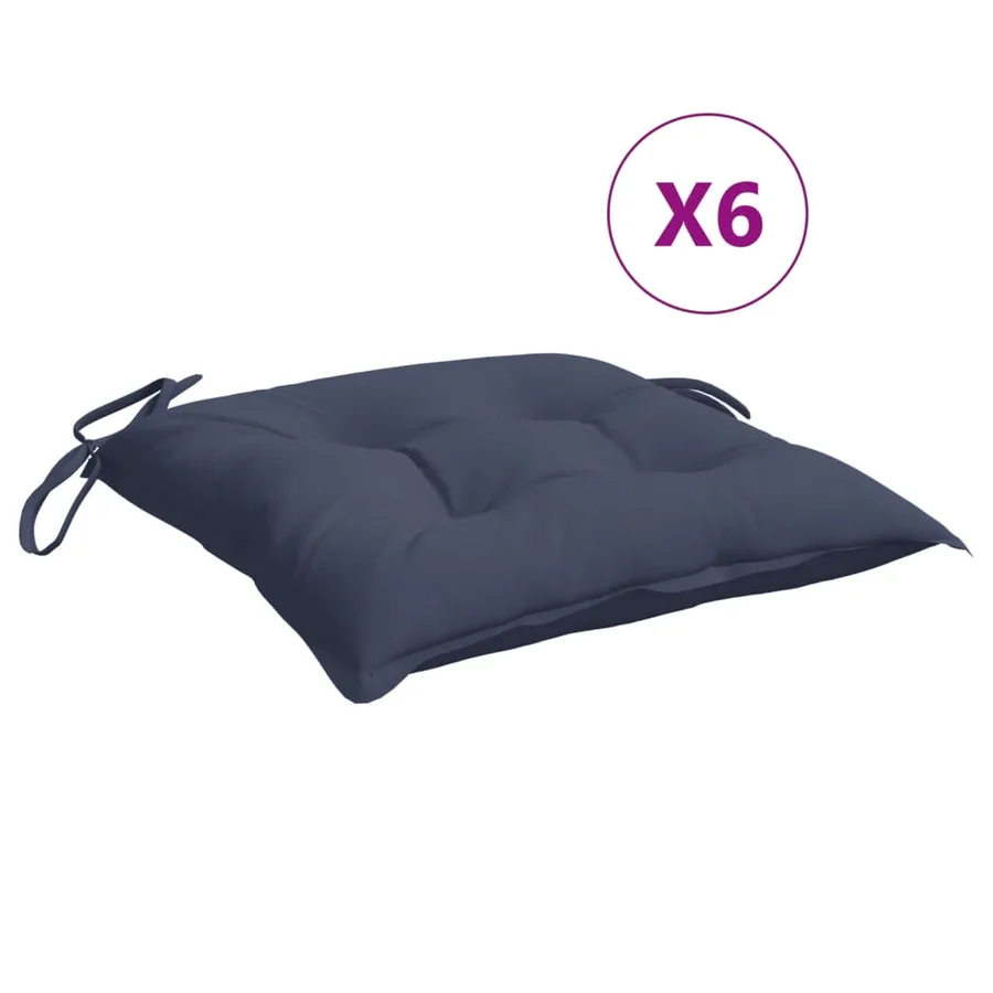 Coussins de chaise lot de 6 bleu marine 40x40x7 cm tissu oxford - 2