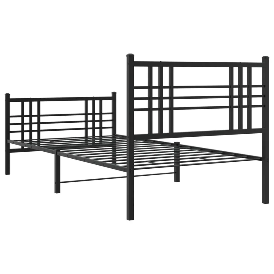 Cadre de lit métal sans matelas et pied de lit noir 100x200 cm - 6