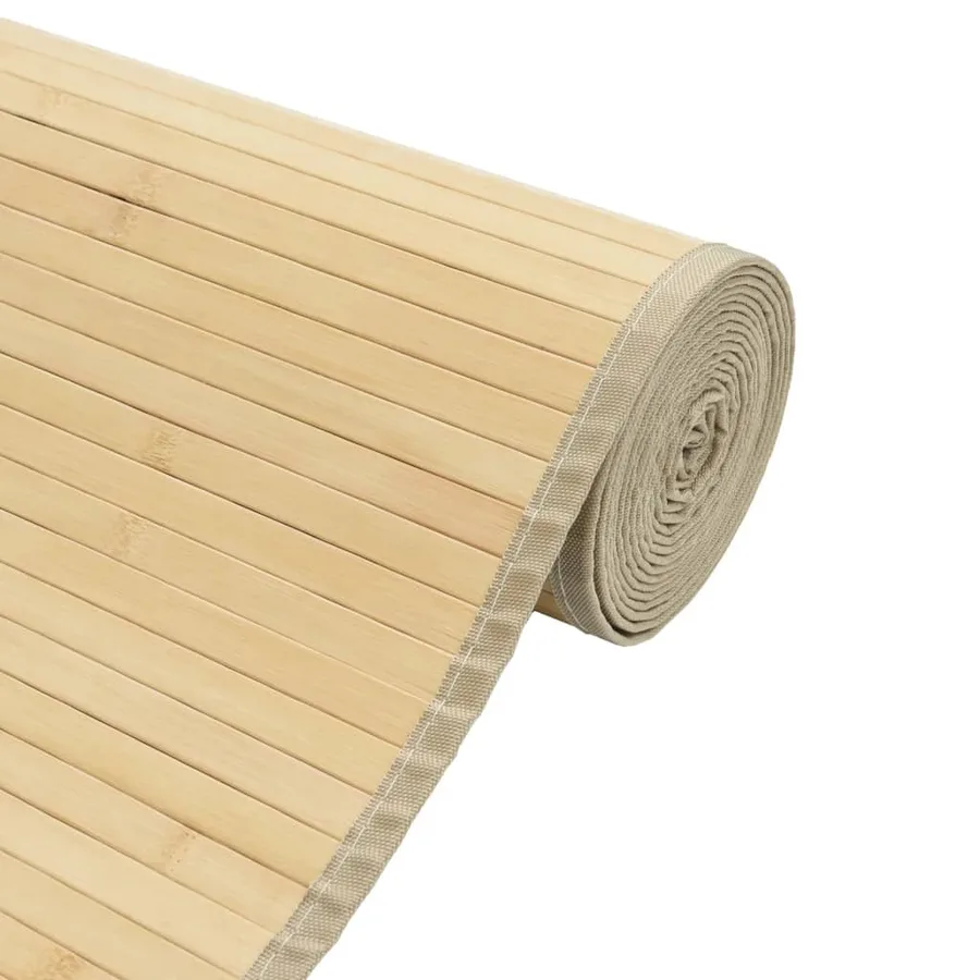Tapis rectangulaire naturel clair 70x100 cm bambou - 4