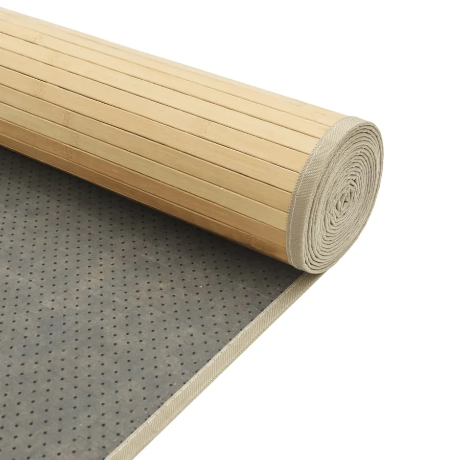 Tapis rectangulaire naturel clair 70x100 cm bambou - 5
