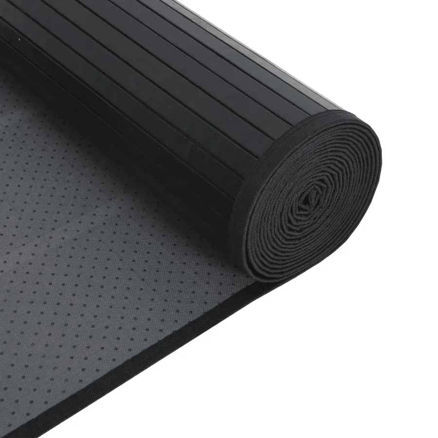 Tapis rectangulaire noir 100x500 cm bambou - 5