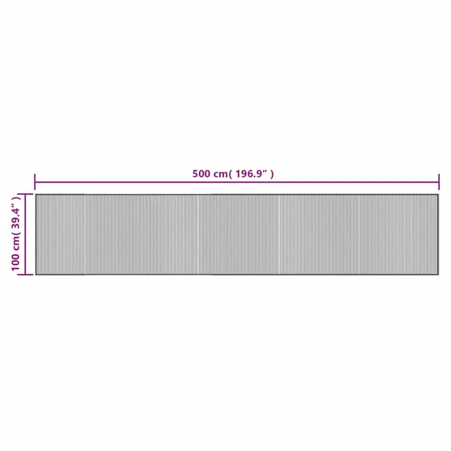 Tapis rectangulaire noir 100x500 cm bambou - 8
