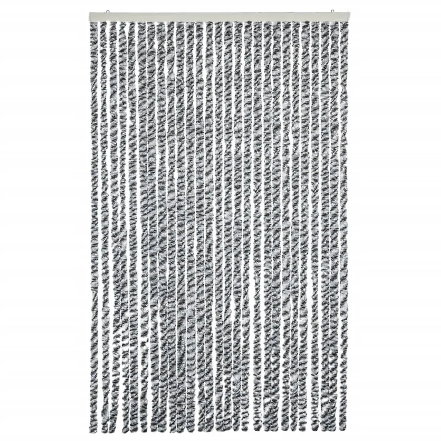 Rideau anti-mouches gris et noir et blanc 118x220 cm chenille - 3