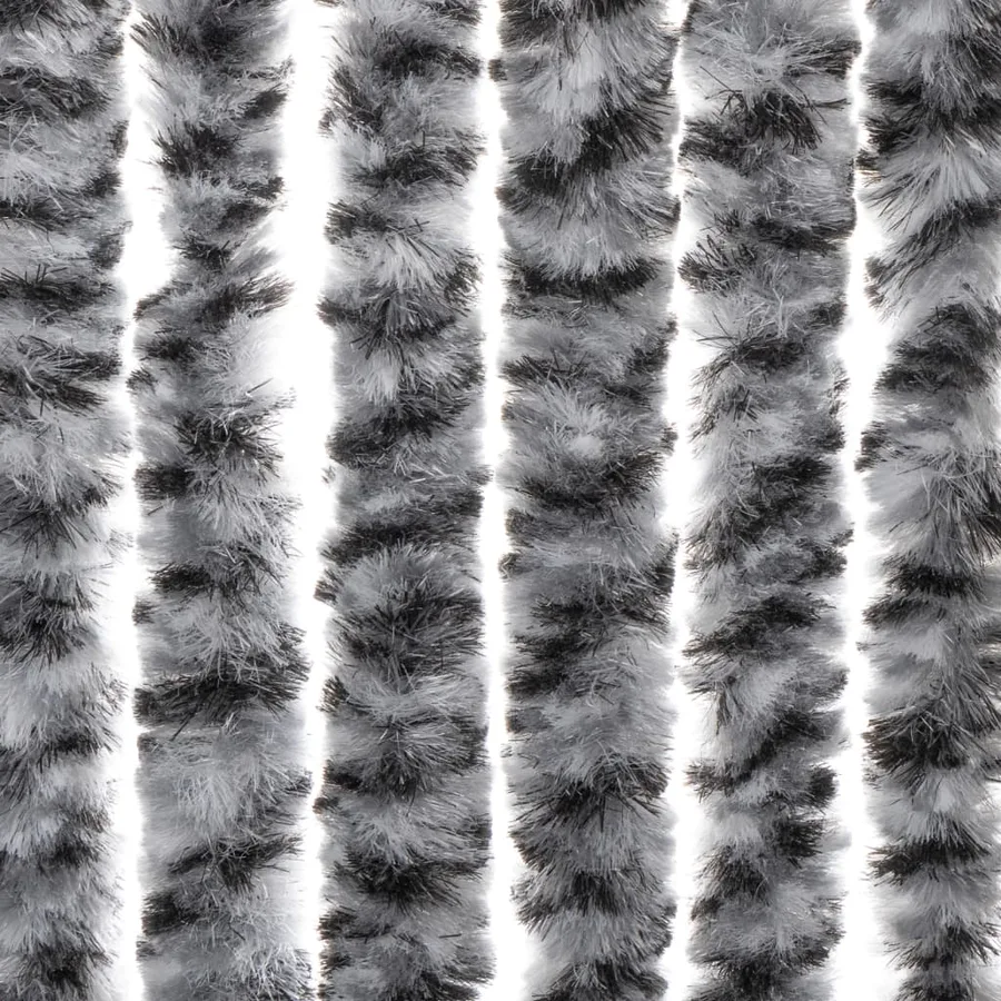 Rideau anti-mouches gris et noir et blanc 118x220 cm chenille - 5