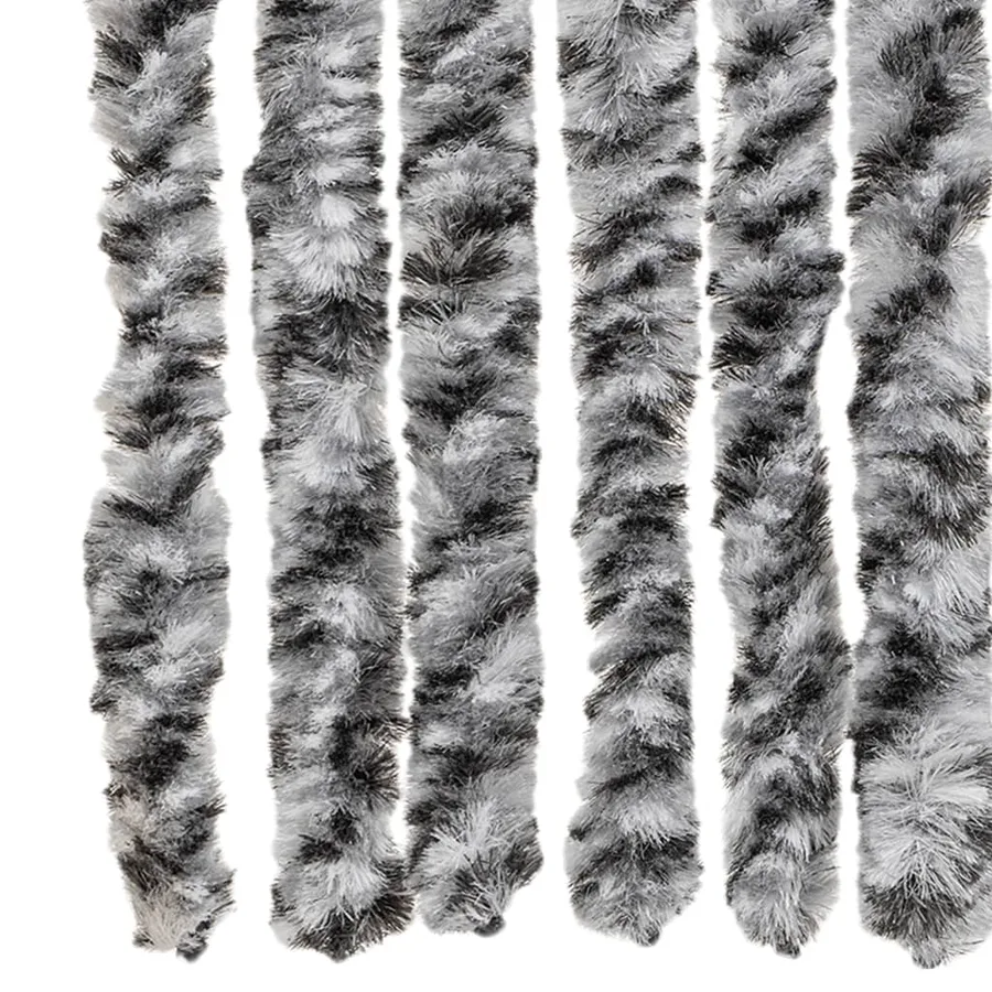 Rideau anti-mouches gris et noir et blanc 118x220 cm chenille - 6