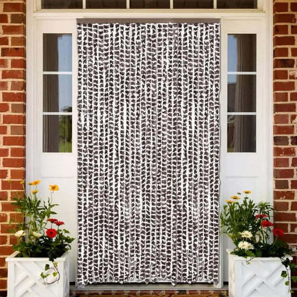 Rideau anti-mouches marron et blanc 118x220 cm chenille