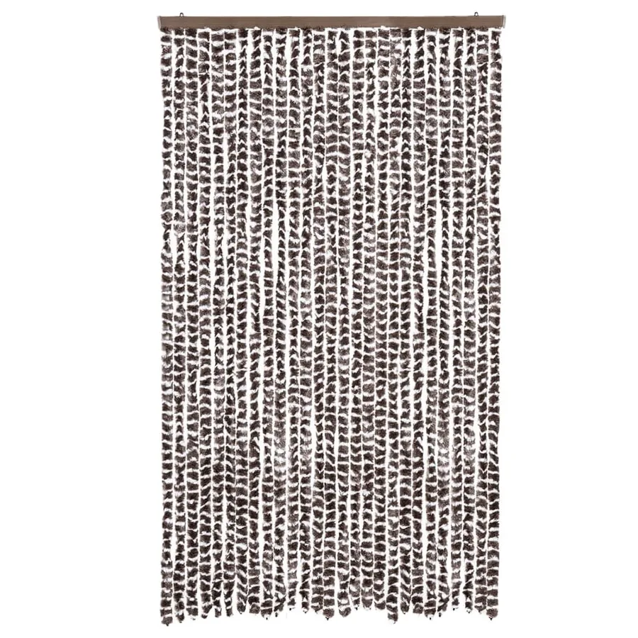 Rideau anti-mouches marron et blanc 118x220 cm chenille - 3