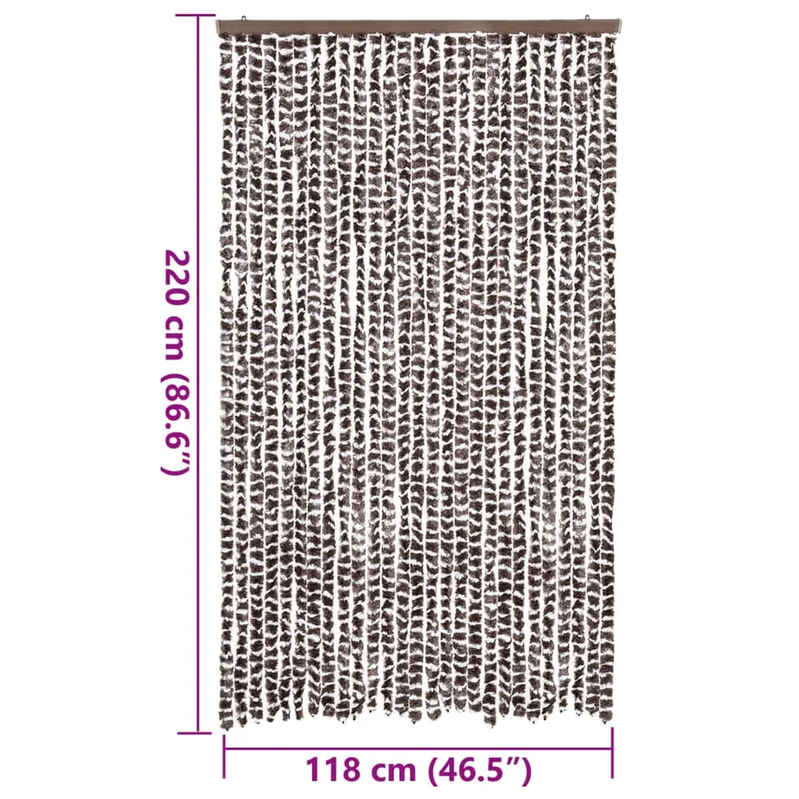 Rideau anti-mouches marron et blanc 118x220 cm chenille - 7