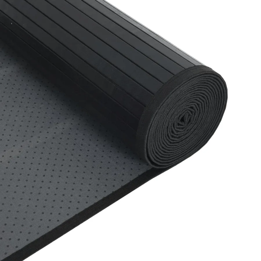 Tapis carré noir 100x100 cm bambou - 5