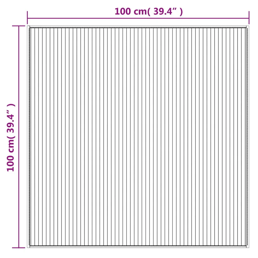 Tapis carré noir 100x100 cm bambou - 8