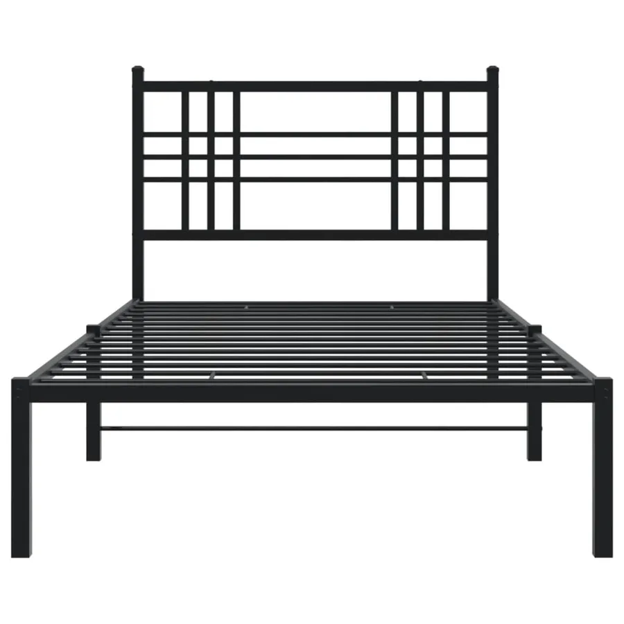 Cadre de lit métal sans matelas avec tête de lit noir 90x190 cm - 4