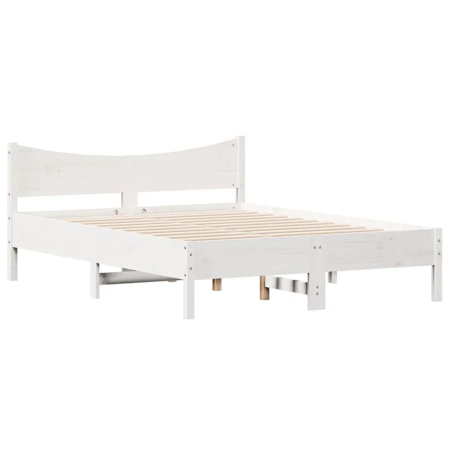 Cadre de lit sans matelas blanc 140x190 cm bois de pin massif - 3