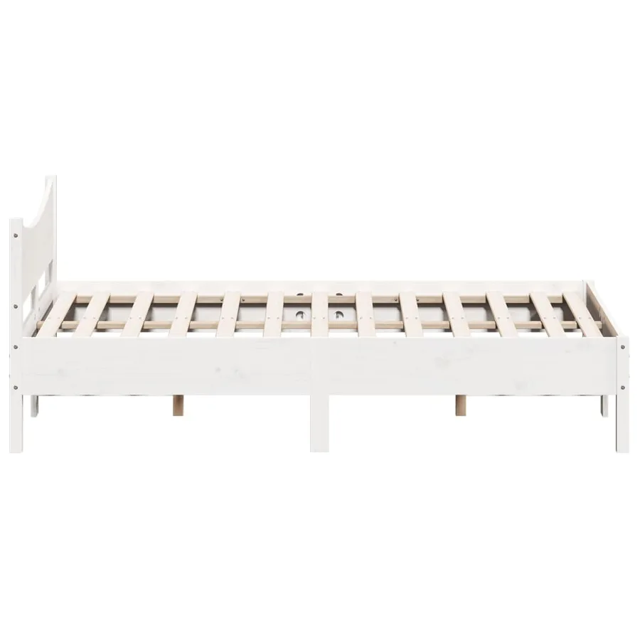 Cadre de lit sans matelas blanc 140x190 cm bois de pin massif - 5