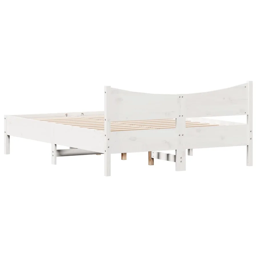Cadre de lit sans matelas blanc 140x190 cm bois de pin massif - 6