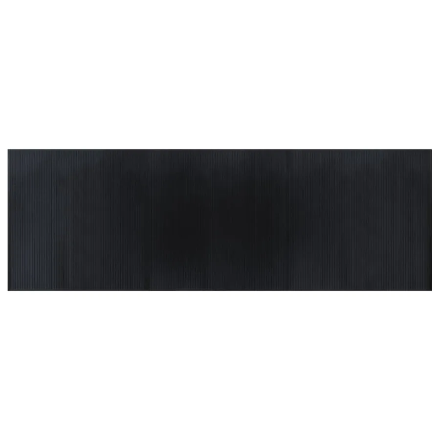 Tapis rectangulaire noir 100x300 cm bambou - 2
