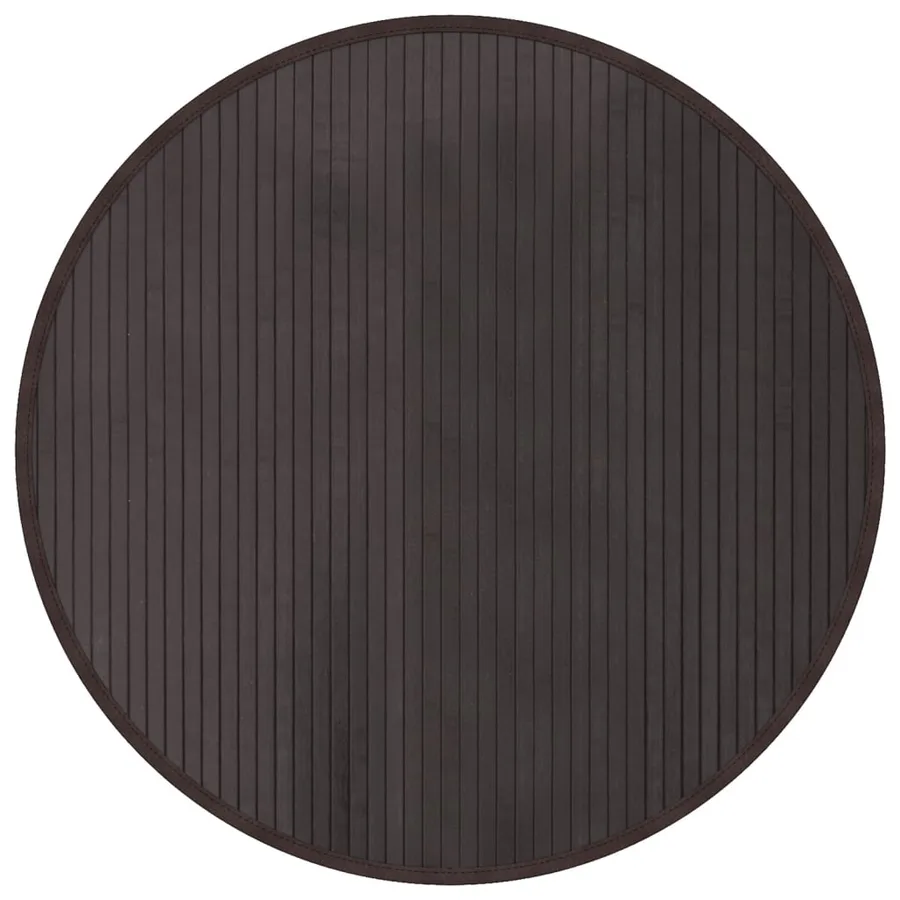 Tapis rond marron foncé 80 cm bambou - 2