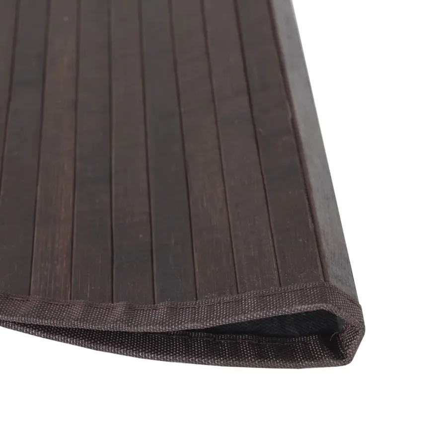 Tapis rond marron foncé 80 cm bambou - 4