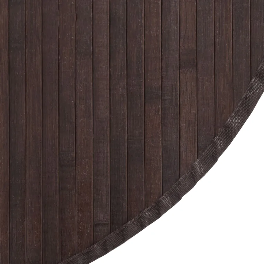 Tapis rond marron foncé 80 cm bambou - 6