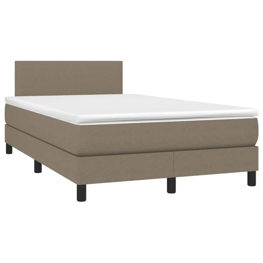 Sommier à lattes de lit matelas et LED taupe 120x190 cm tissu - 3