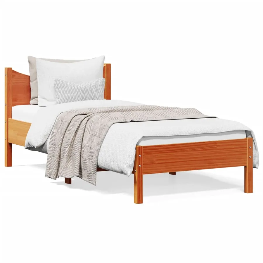 Cadre de lit sans matelas cire marron 90x200 cm bois pin massif - 2