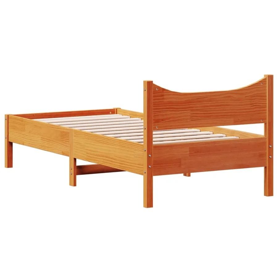 Cadre de lit sans matelas cire marron 90x190 cm bois pin massif - 6