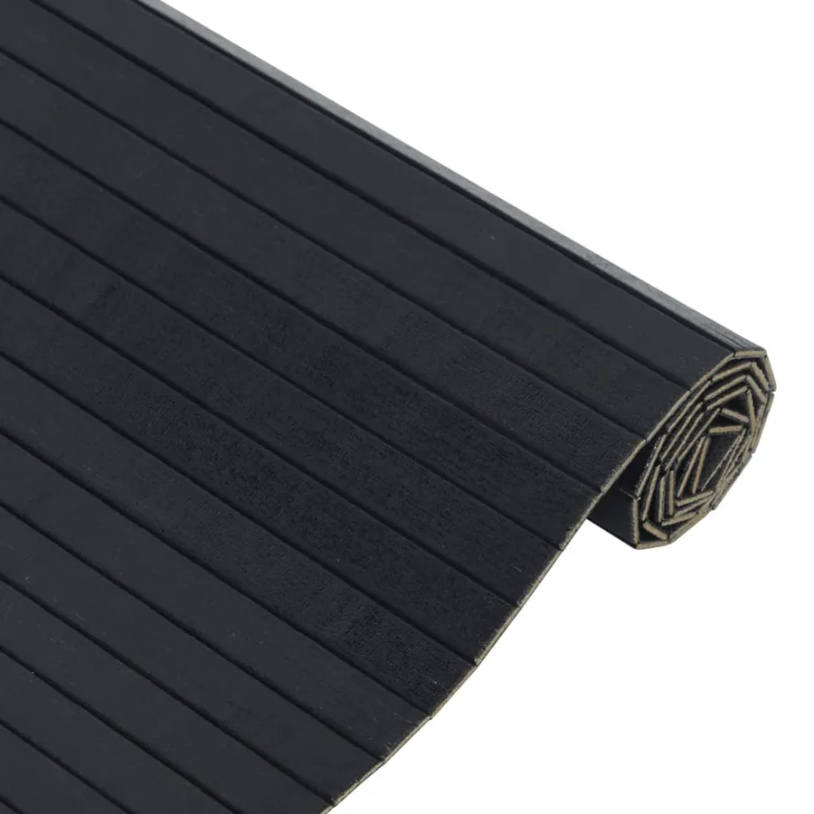 Tapis rectangulaire noir 100x200 cm bambou - 4